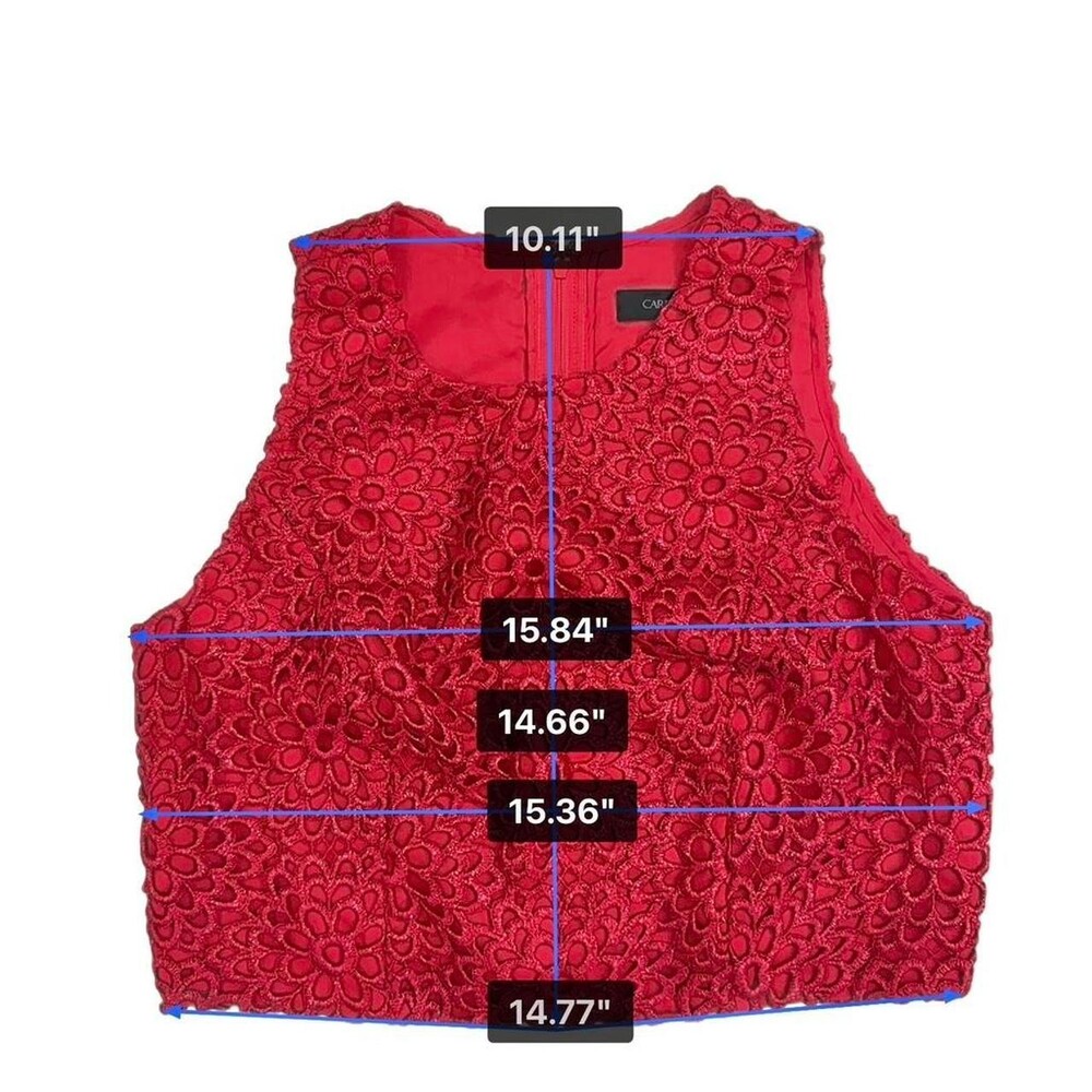 Carmen Marc Valvo Women's Red Crop Top - Picture 4 of 7